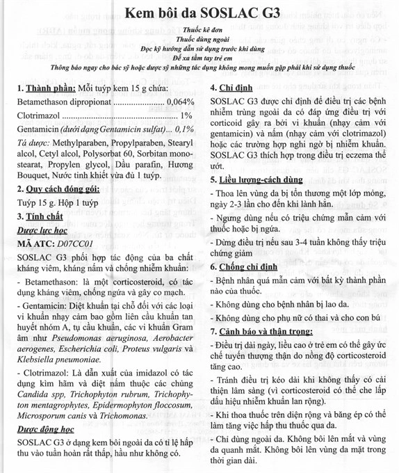 Kem bôi SOSLac G3 trị viêm da, nấm da tuýp 15g - 5