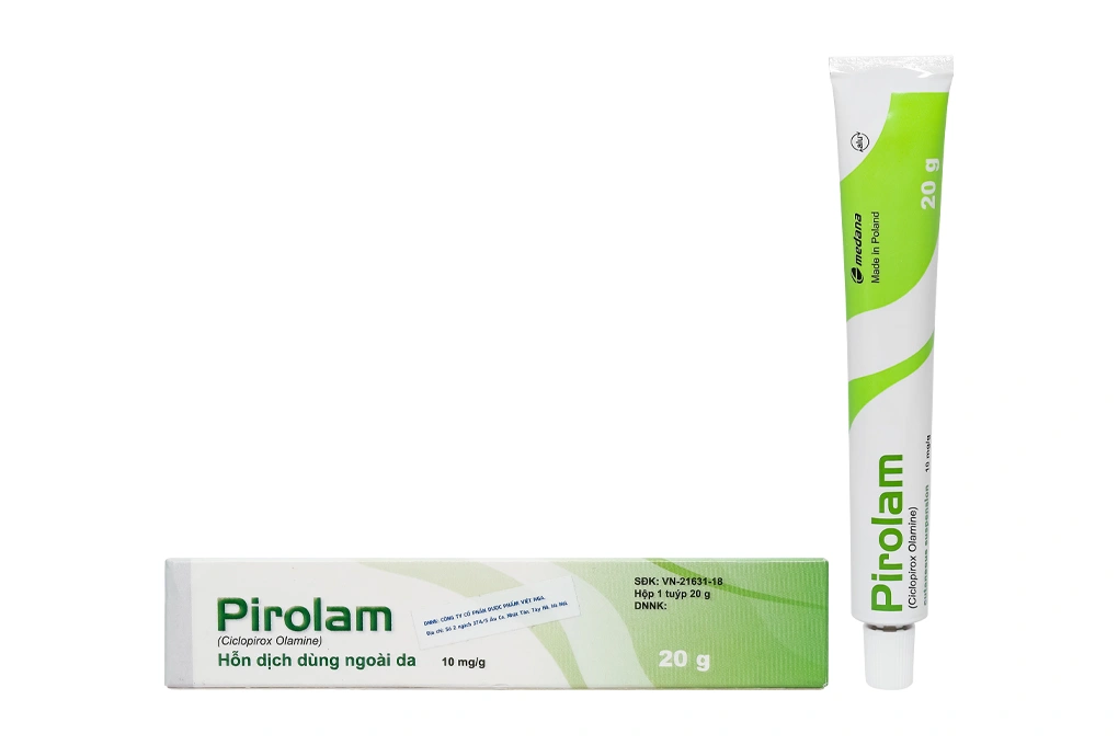 Hỗn dịch dùng ngoài Pirolam 10mg/g trị nấm da, móng tuýp 20g - 