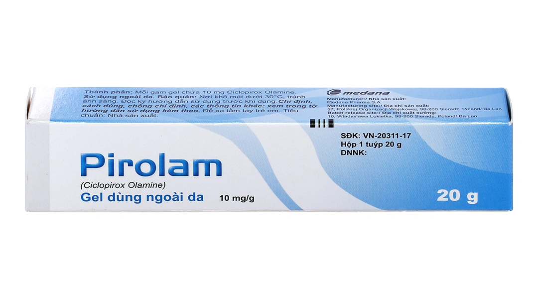 Gel bôi Pirolam 10mg/g trị nhiễm khuẩn, nấm da tuýp 20g - 1