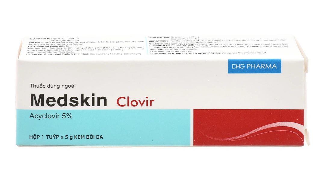 Kem bôi Medskin Clovir 5% trị nhiễm virus Herpes simplex da tuýp 5g - 1