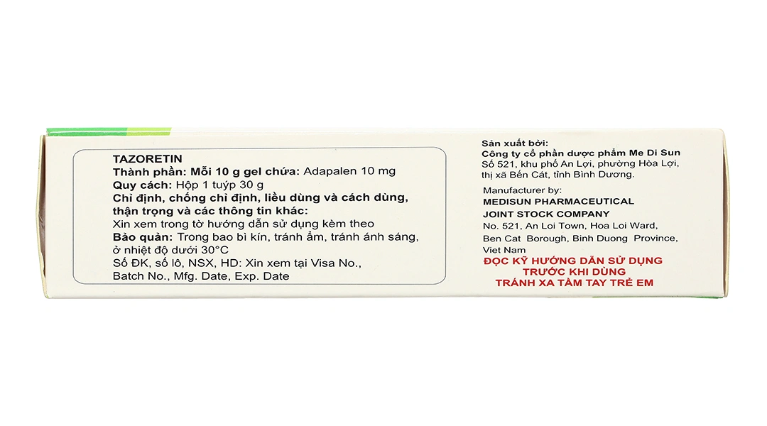 Gel bôi Tazoretin 0.1% trị mụn trứng cá tuýp 30g - 2
