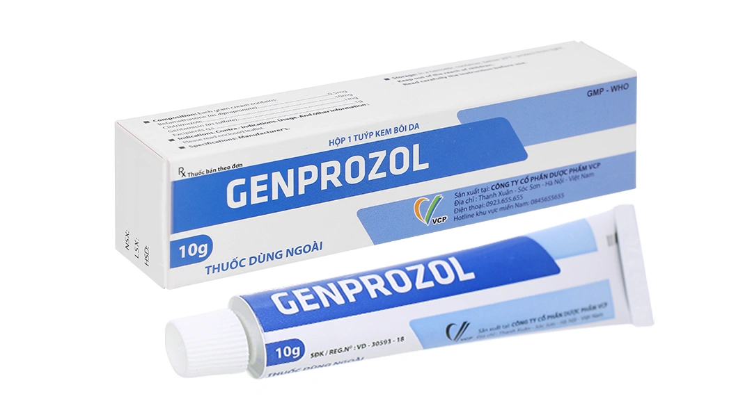 Kem bôi da Genprozol trị viêm da, nấm da tuýp 10g - 