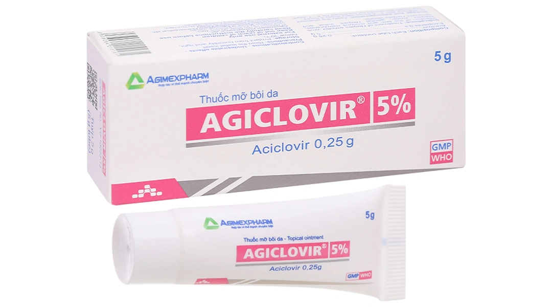 Agiclovir 5% trị các trường hợp nhiễm Herpes ở da và niêm mạc tuýp 5g - 