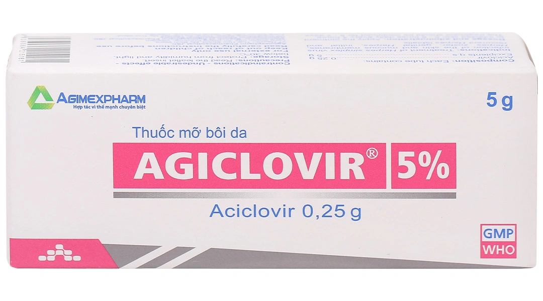 Agiclovir 5% trị các trường hợp nhiễm Herpes ở da và niêm mạc tuýp 5g - 1