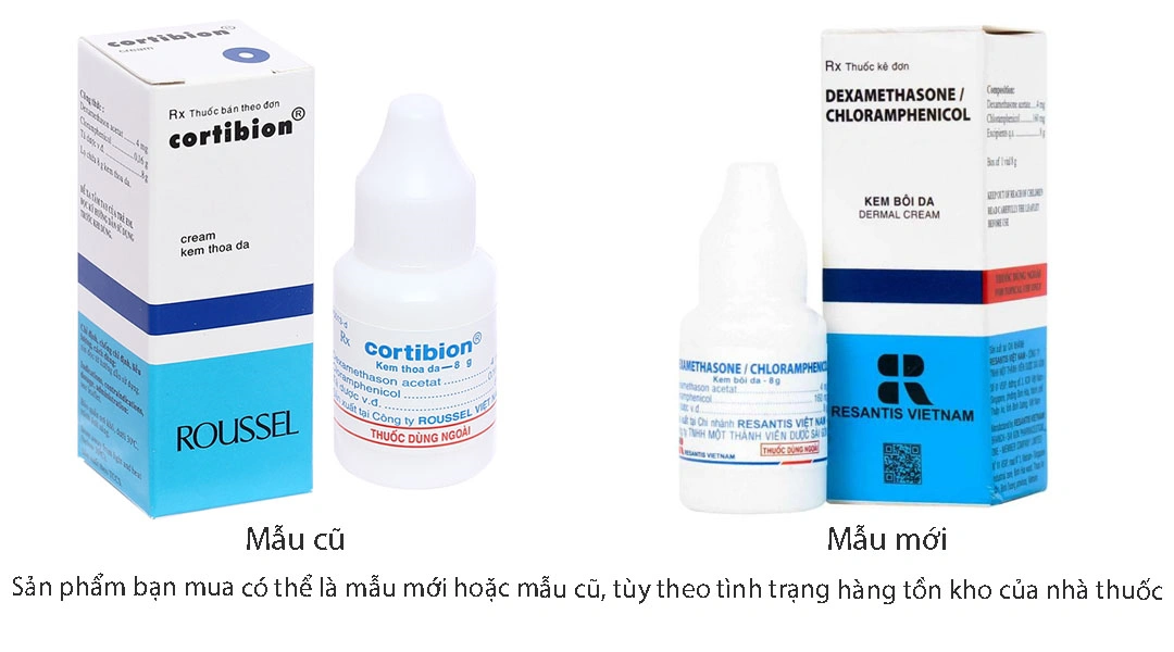 Kem bôi da Dexamethasone/Chloramphenicol 8g điều trị viêm da tiếp xúc chai 8g - 
