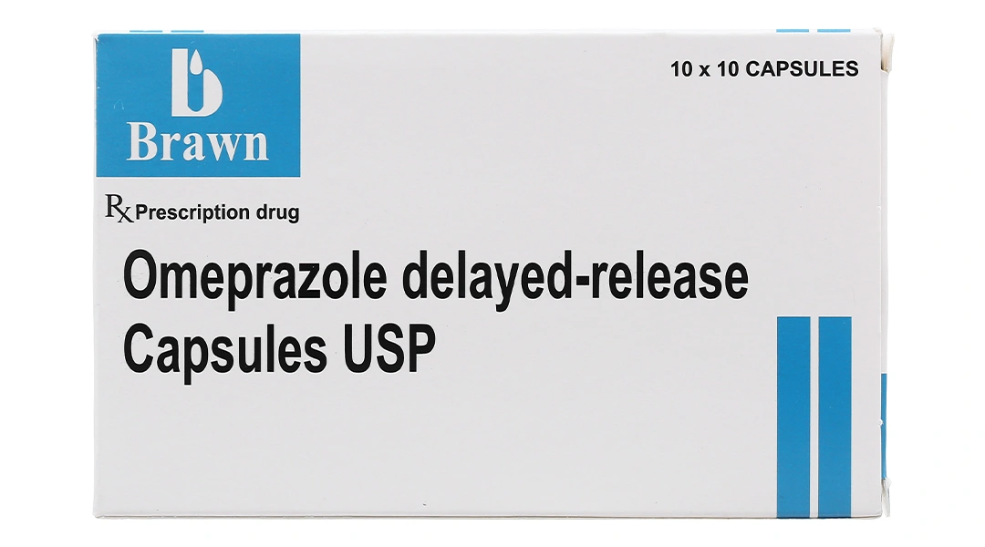 Omeprazole Delayed-Release Capsules USP 20mg trị loét dạ dày, tá tràng (10 vỉ x 10 viên) - 1
