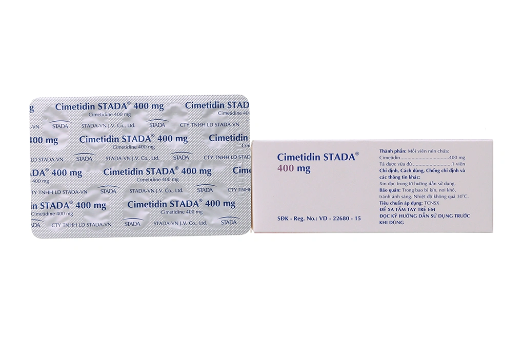 Cimetidin Stada 400mg trị trào ngược dạ dày, thực quản (5 vỉ x 10 viên) - 1