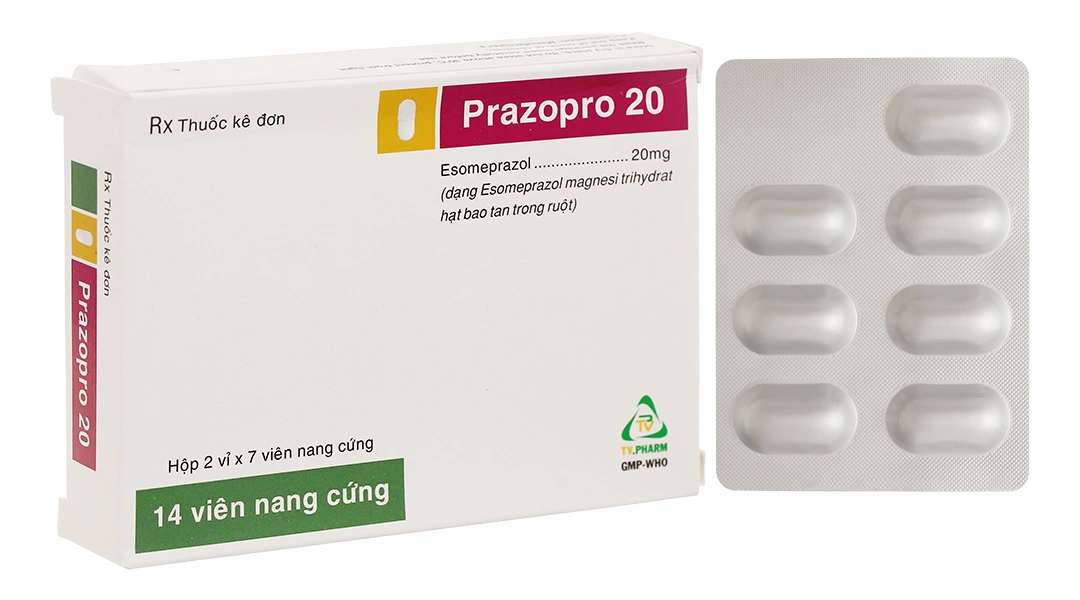 Prazopro 20 trị trào ngược dạ dày, thực quản (2 vỉ x 7 viên) - 