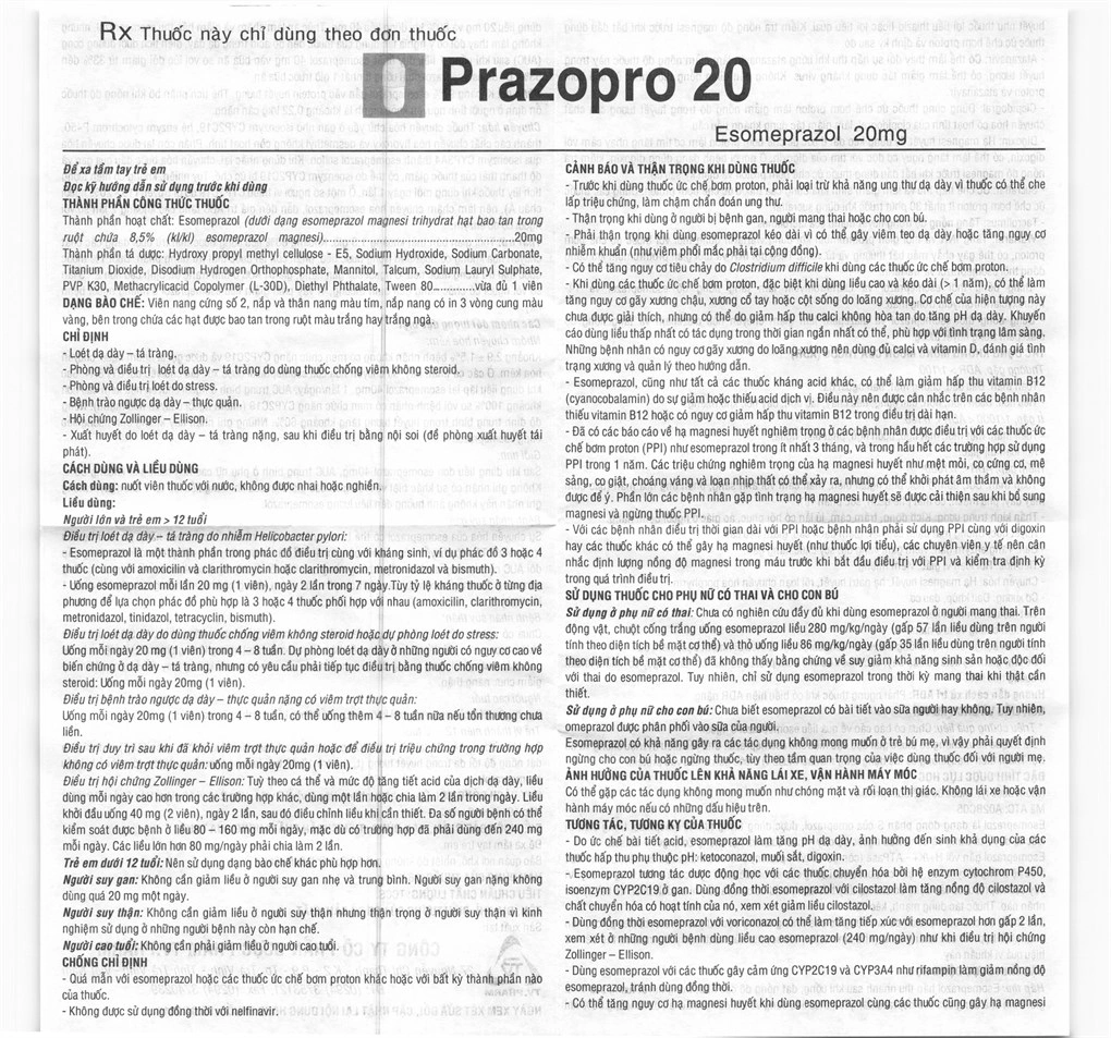 Prazopro 20 trị trào ngược dạ dày, thực quản (2 vỉ x 7 viên) - 3