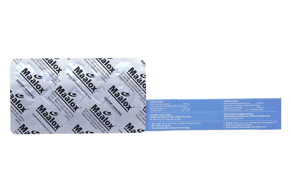 Viên nhai Maalox trị viêm loét dạ dày, tá tràng (4 vỉ x 12 viên) - 1