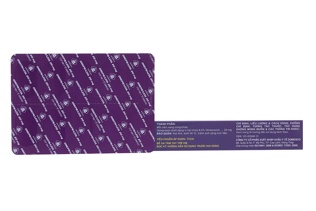 Omeprazol Domesco 20mg trị trào ngược dạ dày, thực quản (3 vỉ x 10 viên) - 1