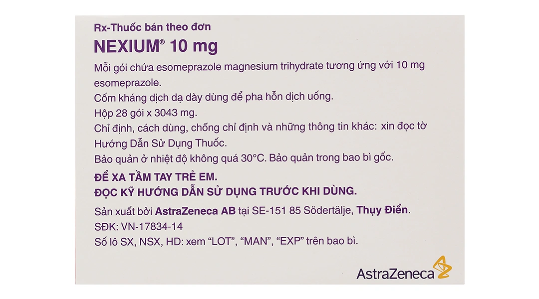 Cốm pha hỗn dịch Nexium 10mg trị trào ngược dạ dày, thực quản (28 gói x 3043mg) - 1
