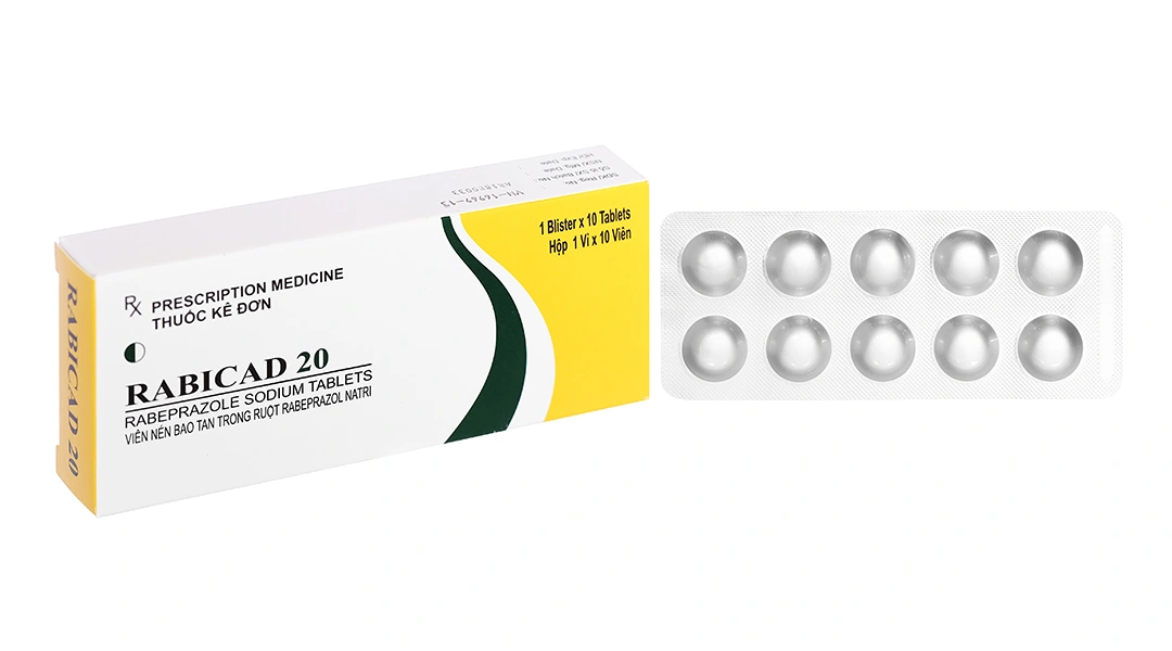 Rabicad 20 trị loét dạ dày, tá tràng (1 vỉ x 10 viên) - 
