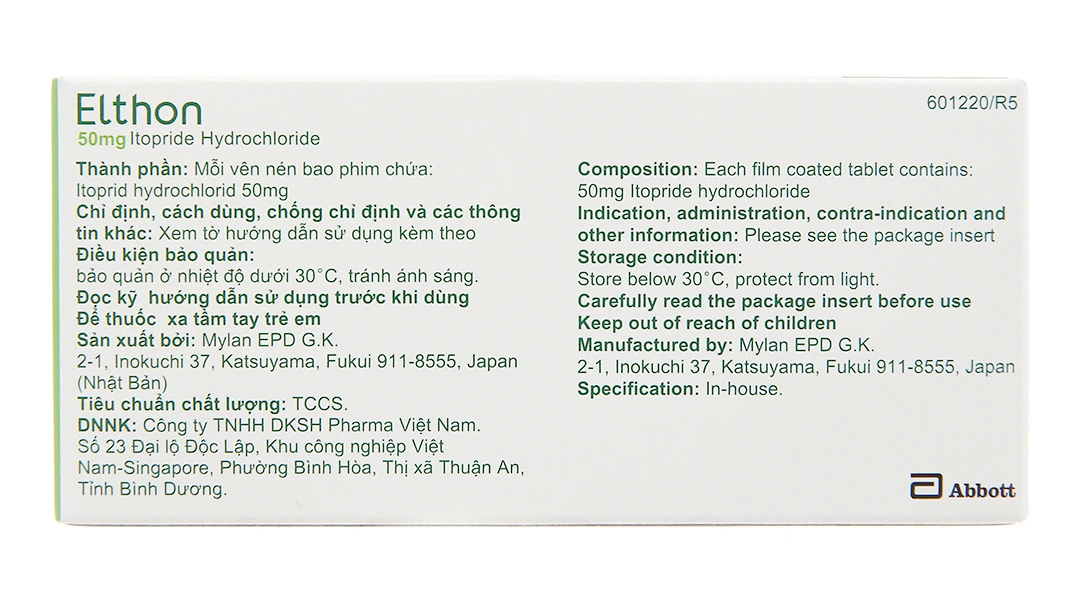 Elthon 50mg trị triệu chứng trong viêm dạ dày mạn (2 vỉ x 10 viên) - 1