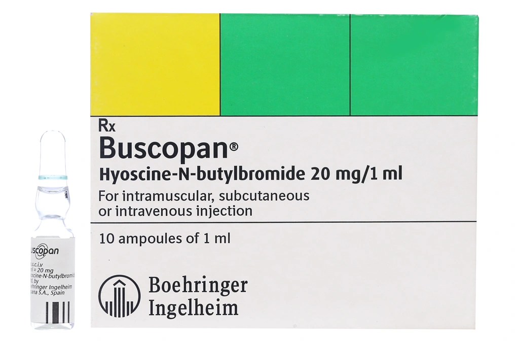 Dung dịch tiêm Buscopan 20mg/1ml trị co thắt tiêu hoá, tiết niệu (10 ống x 1ml) - 