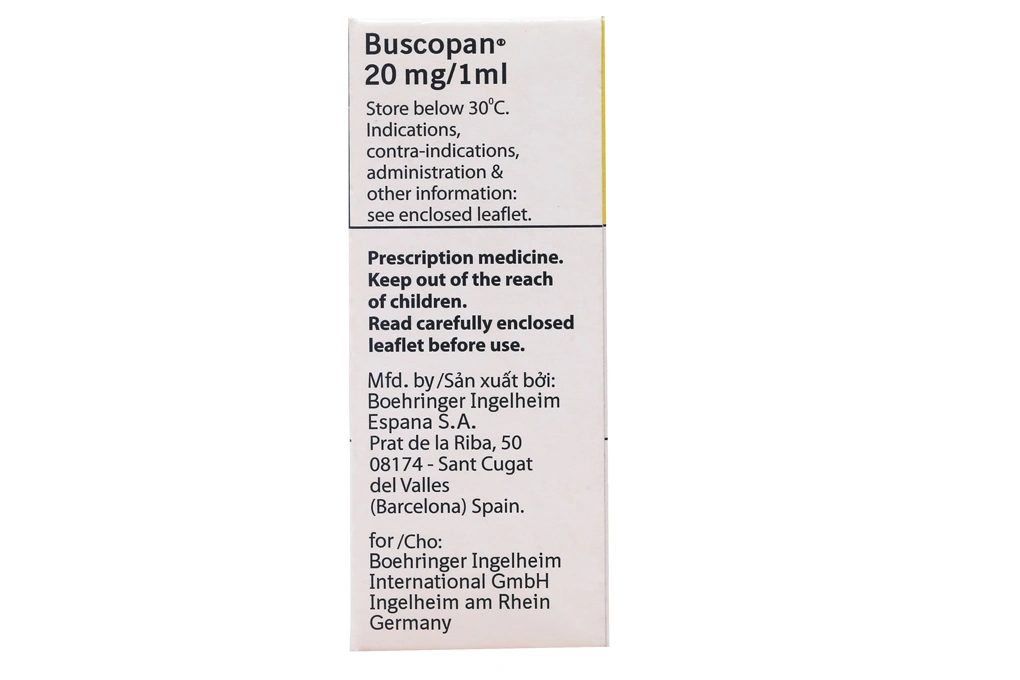 Dung dịch tiêm Buscopan 20mg/1ml trị co thắt tiêu hoá, tiết niệu (10 ống x 1ml) - 2