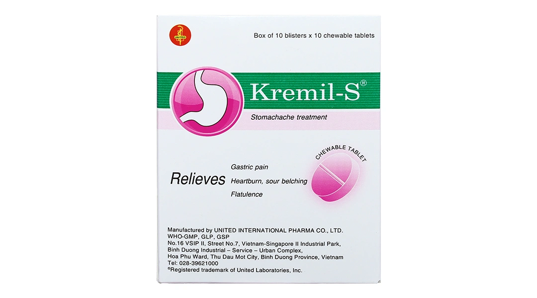 Viên nhai Kremil-S làm dịu các triệu chứng đầy hơi, đau dạ dày (10 vỉ x 10 viên) - 1