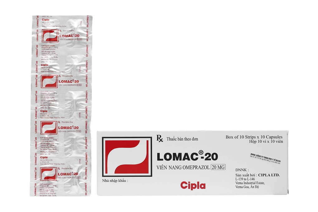 Lomac-20 trị viêm loét dạ dày, tá tràng (10 vỉ x 10 viên) - 1