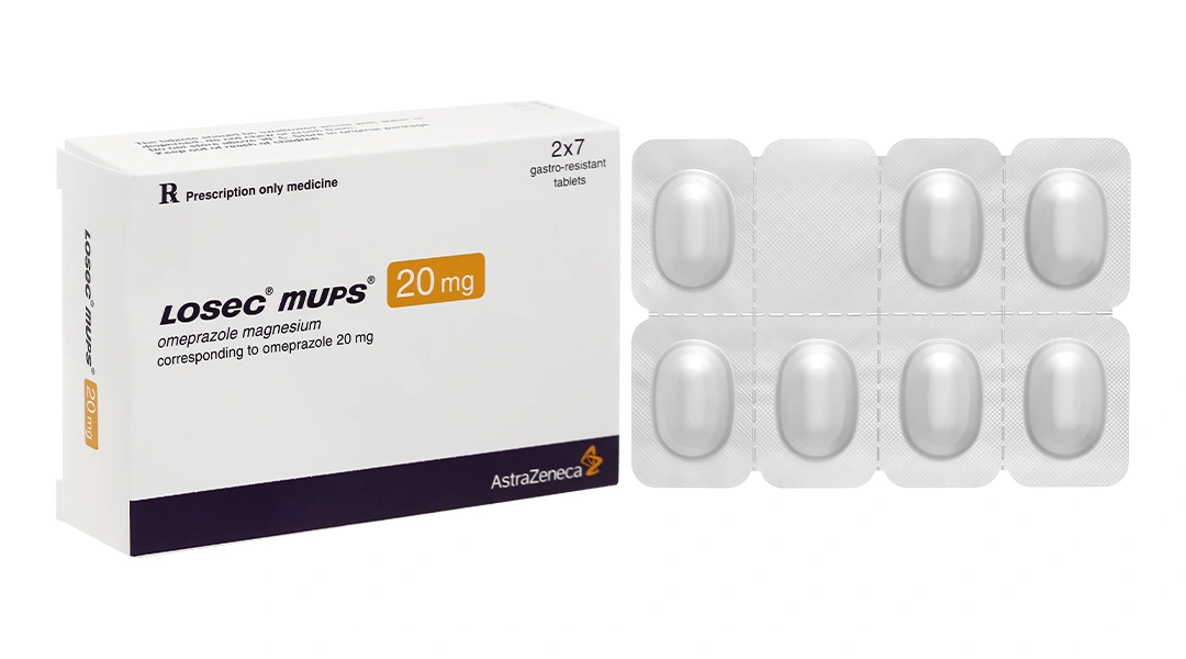 Losec Mups 20mg trị trào ngược dạ dày, thực quản (2 vỉ x 7 viên) - 