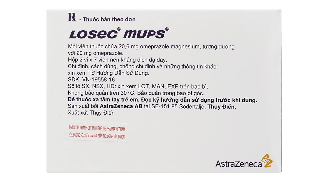 Losec Mups 20mg trị trào ngược dạ dày, thực quản (2 vỉ x 7 viên) - 1