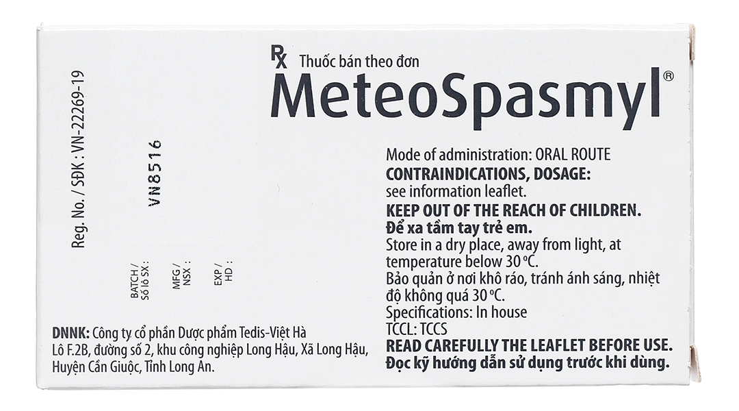 MeteoSpasmyl trị trướng bụng, rối loạn chức năng ruột (2 vỉ x 10 viên) - 1