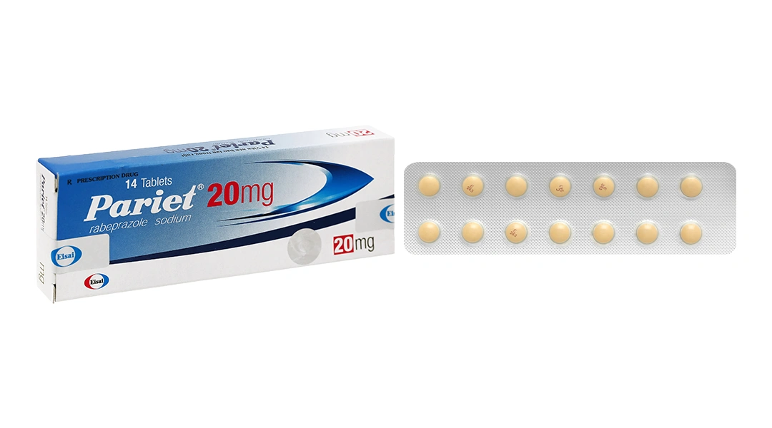 Pariet 20mg trị loét dạ dày, trào ngược dạ dày, thực quản (1 vỉ x 14 viên) - 