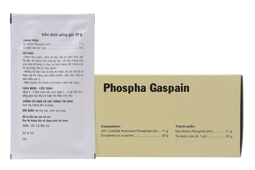 Hỗn dịch uống Phospha Gaspain 20% trị trào ngược dạ dày, thực quản (20 gói x 11g) - 1