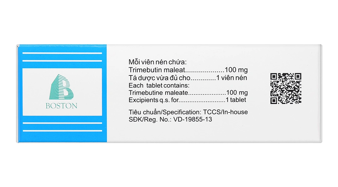 Trimeboston 100mg trị rối loạn chức năng đường tiêu hóa và ống mật (5 vỉ x 10 viên) - 3