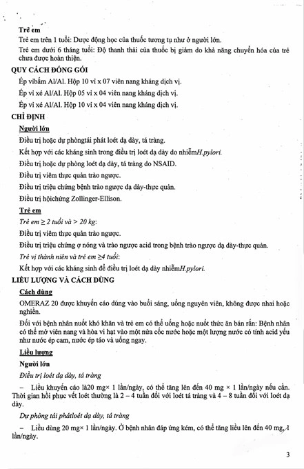Omeraz 20 phòng và trị tái phát loét dạ dày, tá tràng (5 vỉ x 4 viên) - 7