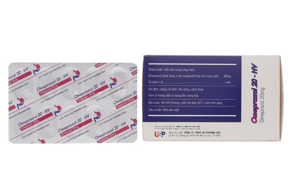 Omeprazol 20-HV trị trào ngược dạ dày, thực quản (10 vỉ x 10 viên) - 1