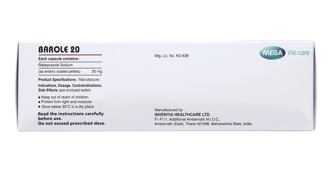 Barole 20 trị viêm loét do trào ngược dạ dày, thực quản (10 vỉ x 10 viên) - 2