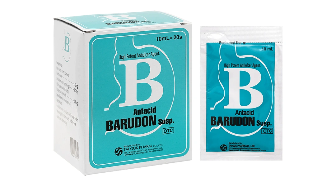 Hỗn dịch uống Barudon Susp giảm đau nhanh trong viêm dạ dày (20 gói x 10ml) - 