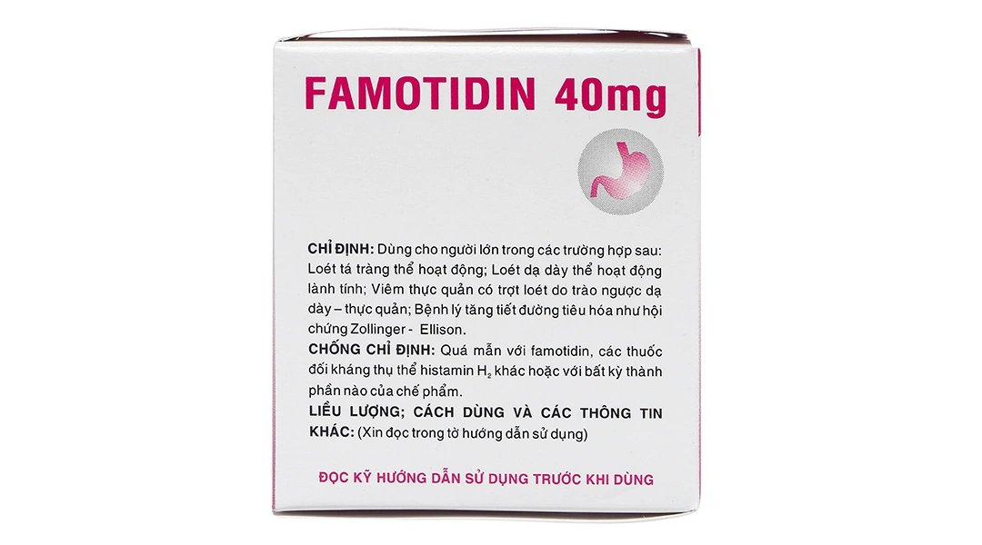 Famotidin Vidipha 40mg trị loét dạ dày, trào ngược dạ dày, thực quản (10 vỉ x 10 viên) - 1