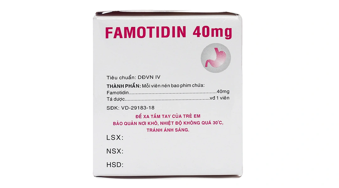 Famotidin Vidipha 40mg trị loét dạ dày, trào ngược dạ dày, thực quản (10 vỉ x 10 viên) - 2