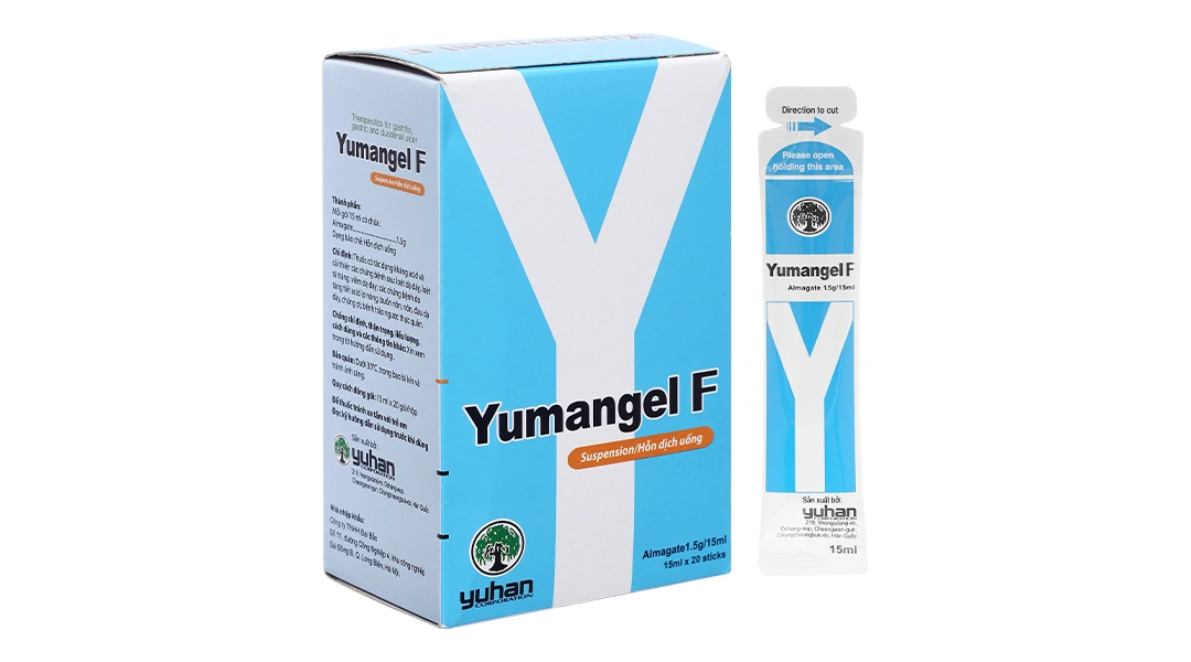 Hỗn dịch uống Yumangel F 1.5g trị viêm loét dạ dày, tá tràng (20 gói x 15ml) - 