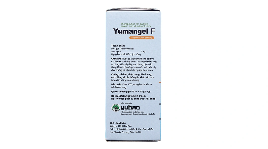 Hỗn dịch uống Yumangel F 1.5g trị viêm loét dạ dày, tá tràng (20 gói x 15ml) - 1