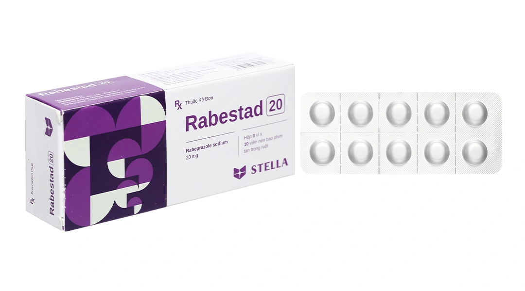 Rabestad 20 trị trào ngược dạ dày, thực quản (3 vỉ x 10 viên) - 