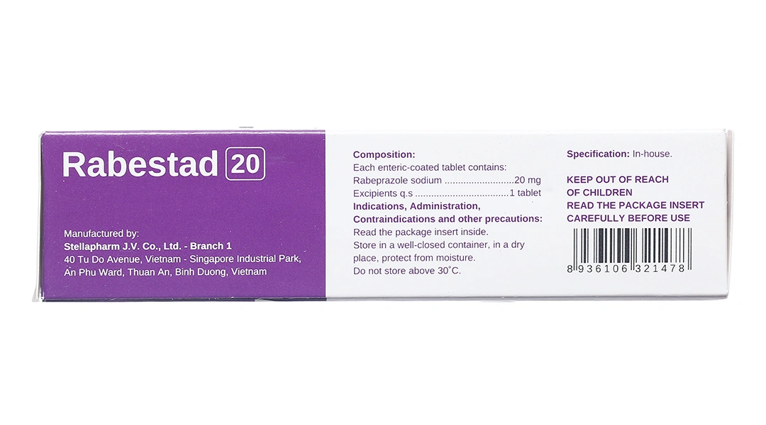 Rabestad 20 trị trào ngược dạ dày, thực quản (3 vỉ x 10 viên) - 2