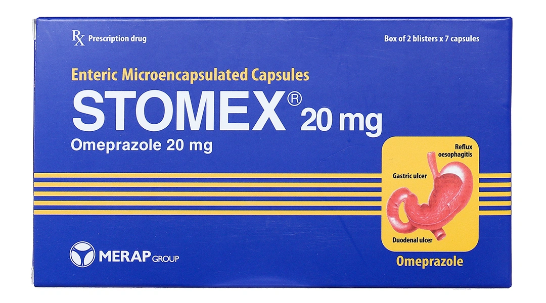 Stomex 20mg trị trào ngược dạ dày, thực quản (2 vỉ x 7 viên) - 1