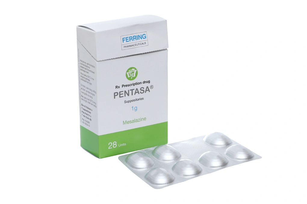 Viên đặt Pentasa 1g trị viêm ruột mãn tính (4 vỉ x 7 viên) - 
