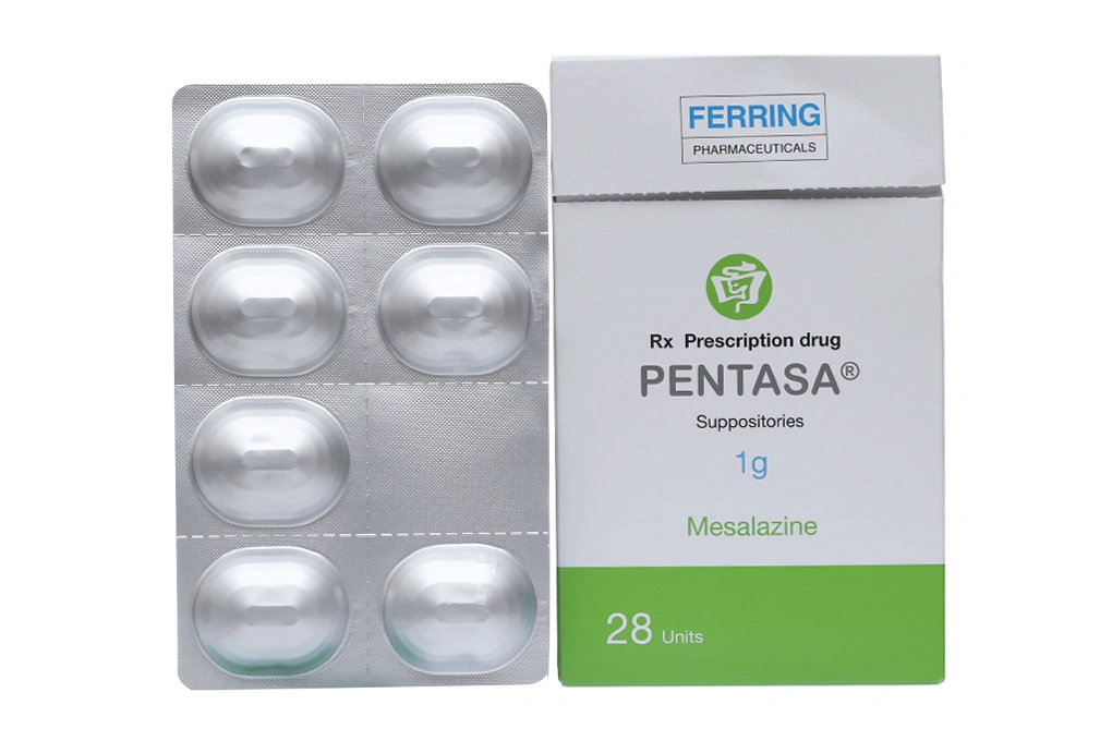 Viên đặt Pentasa 1g trị viêm ruột mãn tính (4 vỉ x 7 viên) - 1