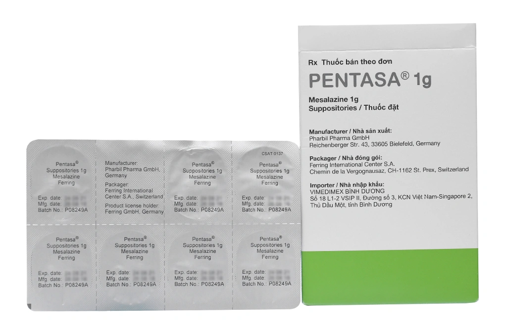 Viên đặt Pentasa 1g trị viêm ruột mãn tính (4 vỉ x 7 viên) - 3