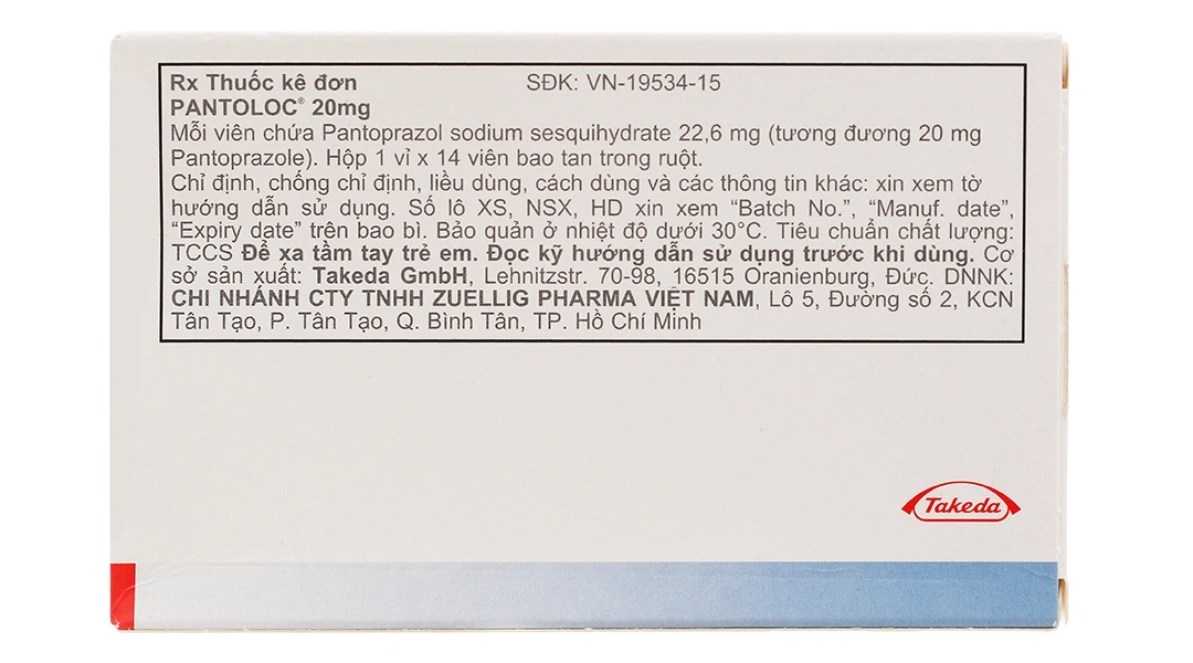 Pantoloc 20mg phòng và trị trào ngược dạ dày, thực quản (1 vỉ x 14 viên) - 1