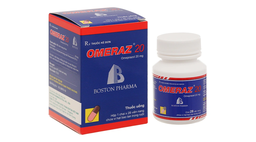 Omeraz 20 phòng và trị tái phát loét dạ dày, tá tràng lọ 28 viên - 
