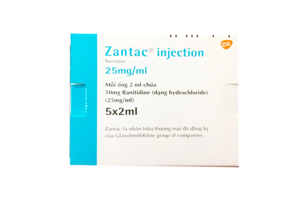 Dung dịch tiêm Zantac Injection 25mg/ml trị trào ngược dạ dày (5 ống x 2ml) - 