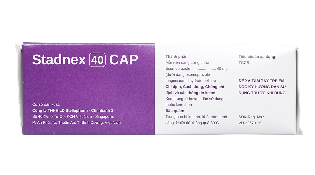 Stadnex 40 Cap trị trào ngược dạ dày, thực quản (4 vỉ x 7 viên) - 2
