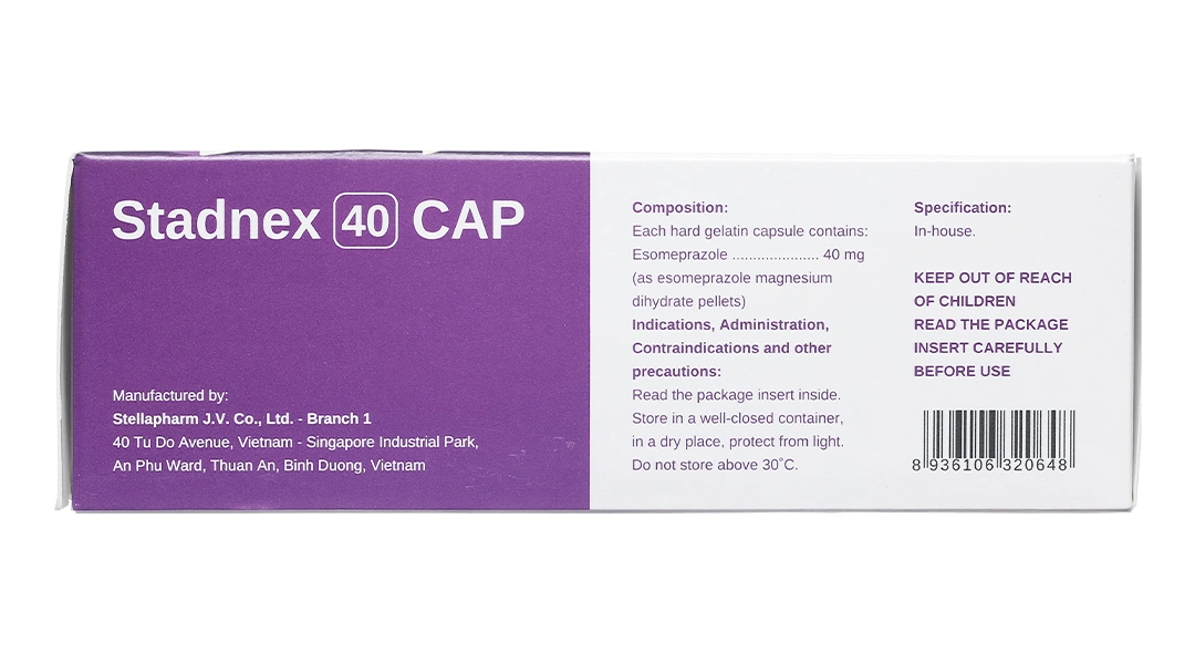 Stadnex 40 Cap trị trào ngược dạ dày, thực quản (4 vỉ x 7 viên) - 3
