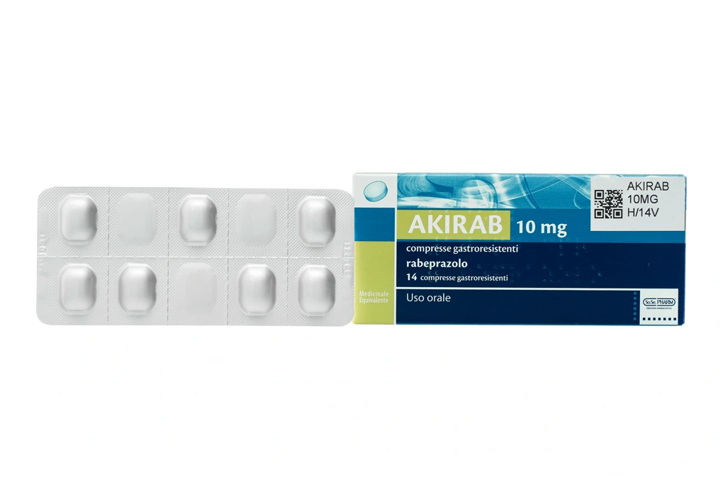 Akirab 10mg trị loét dạ dày, tá tràng (2 vỉ x 7 viên) - 1