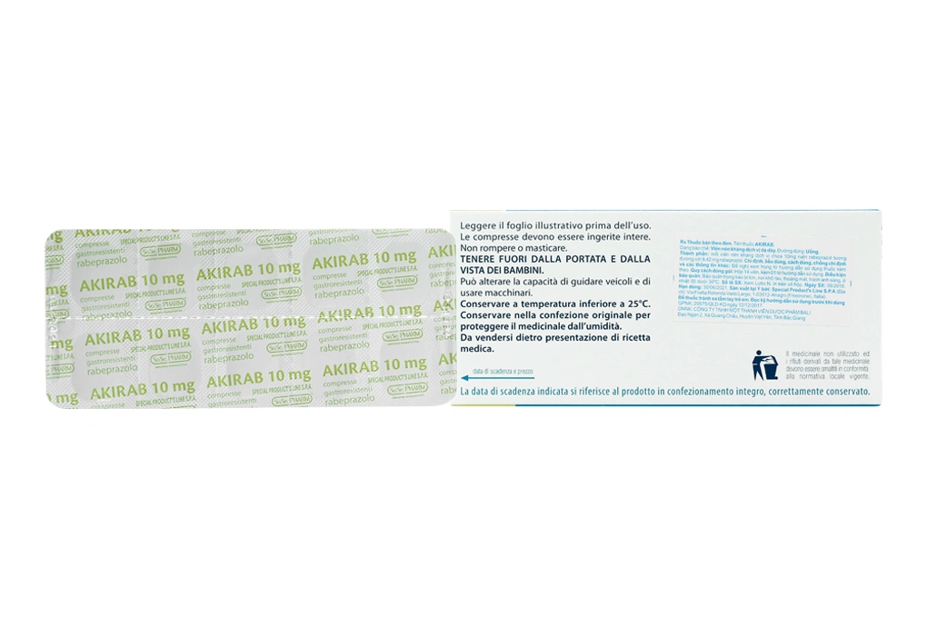 Akirab 10mg trị loét dạ dày, tá tràng (2 vỉ x 7 viên) - 2