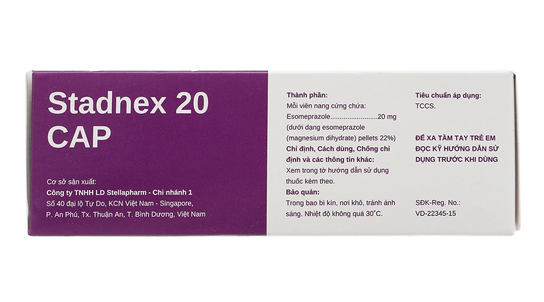 Stadnex 20 Cap trị trào ngược dạ dày, thực quản (4 vỉ x 7 viên) - 2